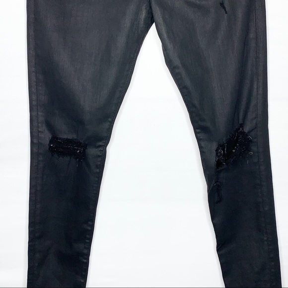 AG The Farrah Skinny Ankle Coated Black Size 28R - Picture 5 of 16